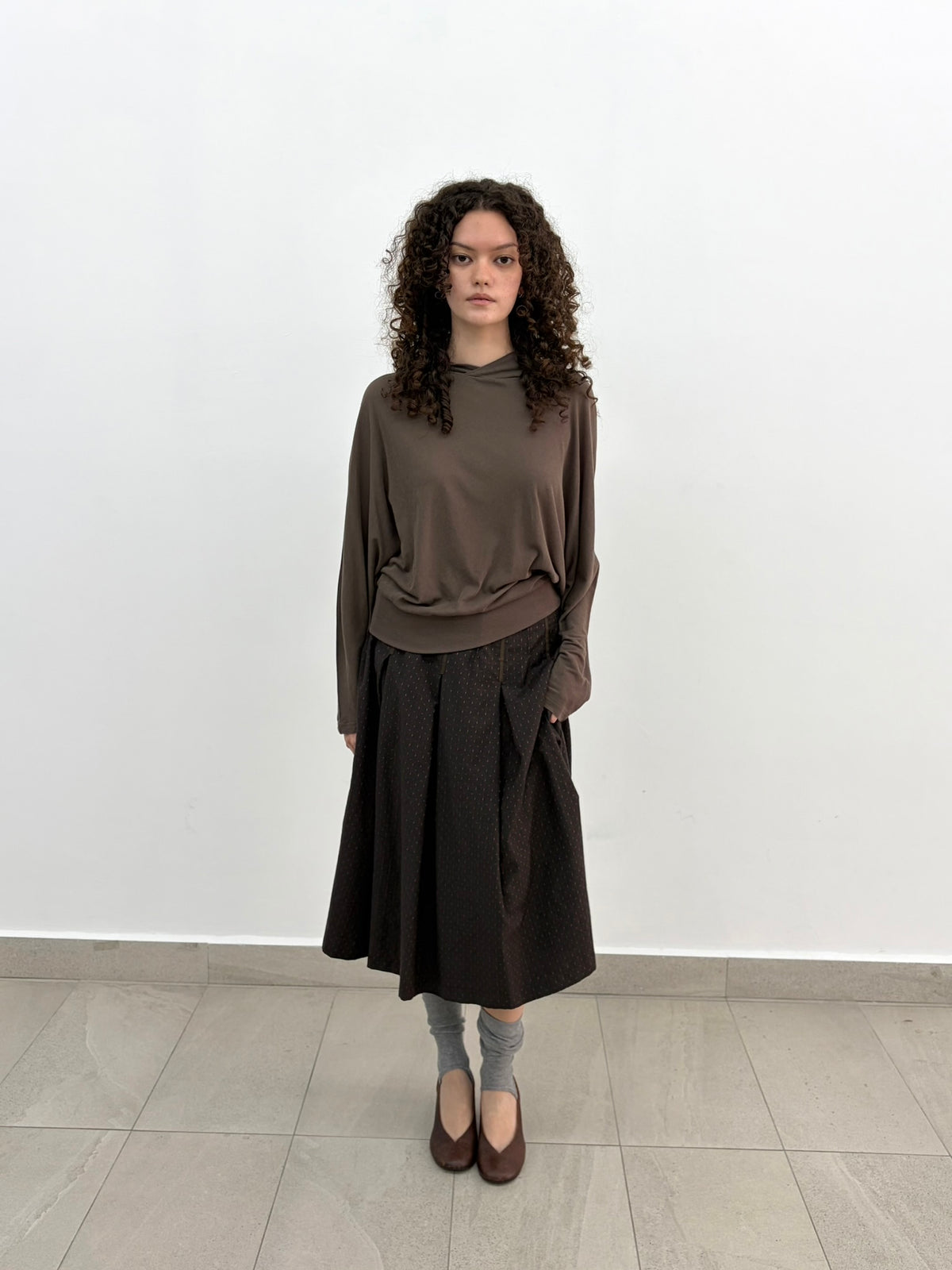 Brown Pleated Skirt