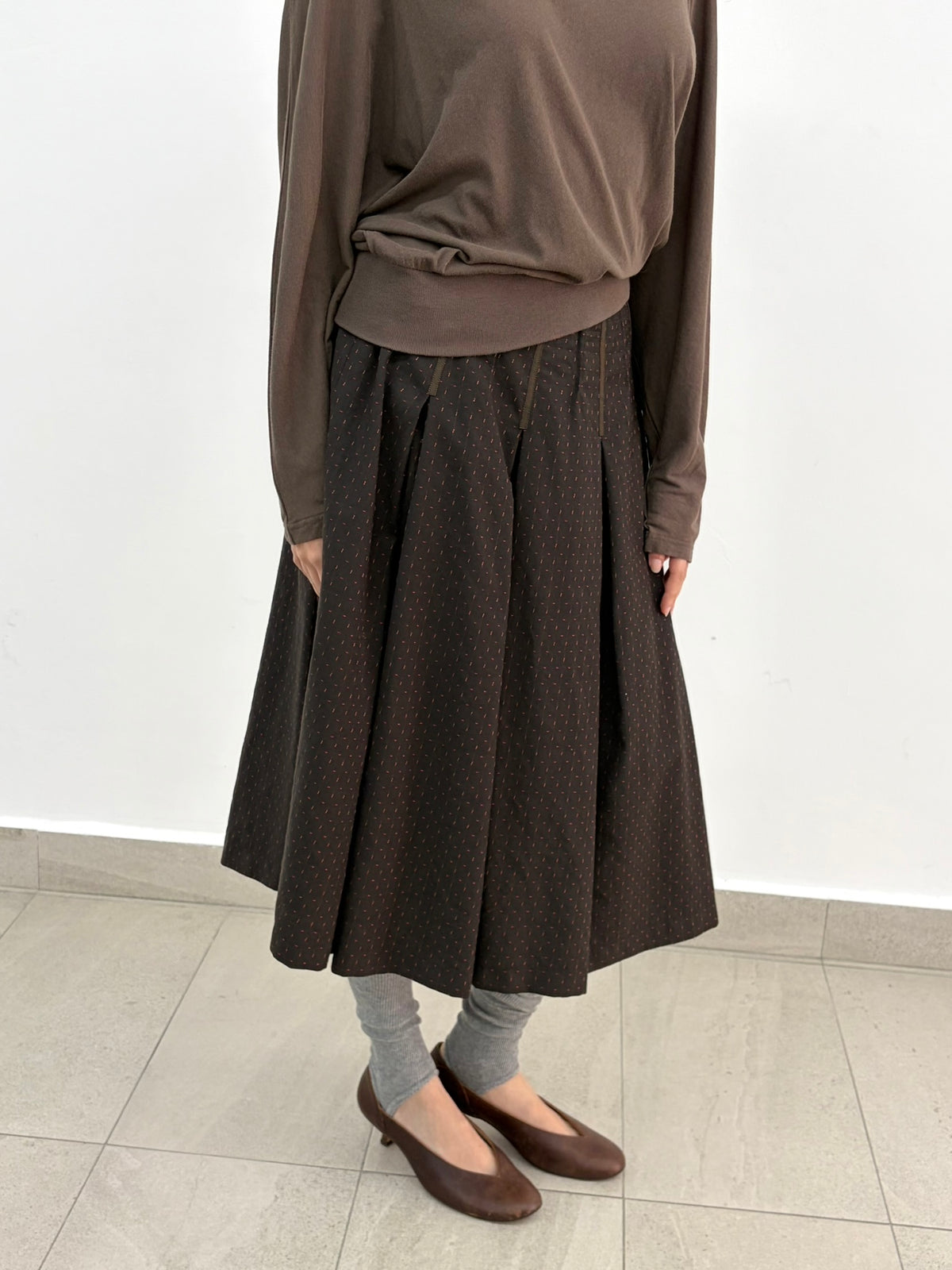 Brown Pleated Skirt