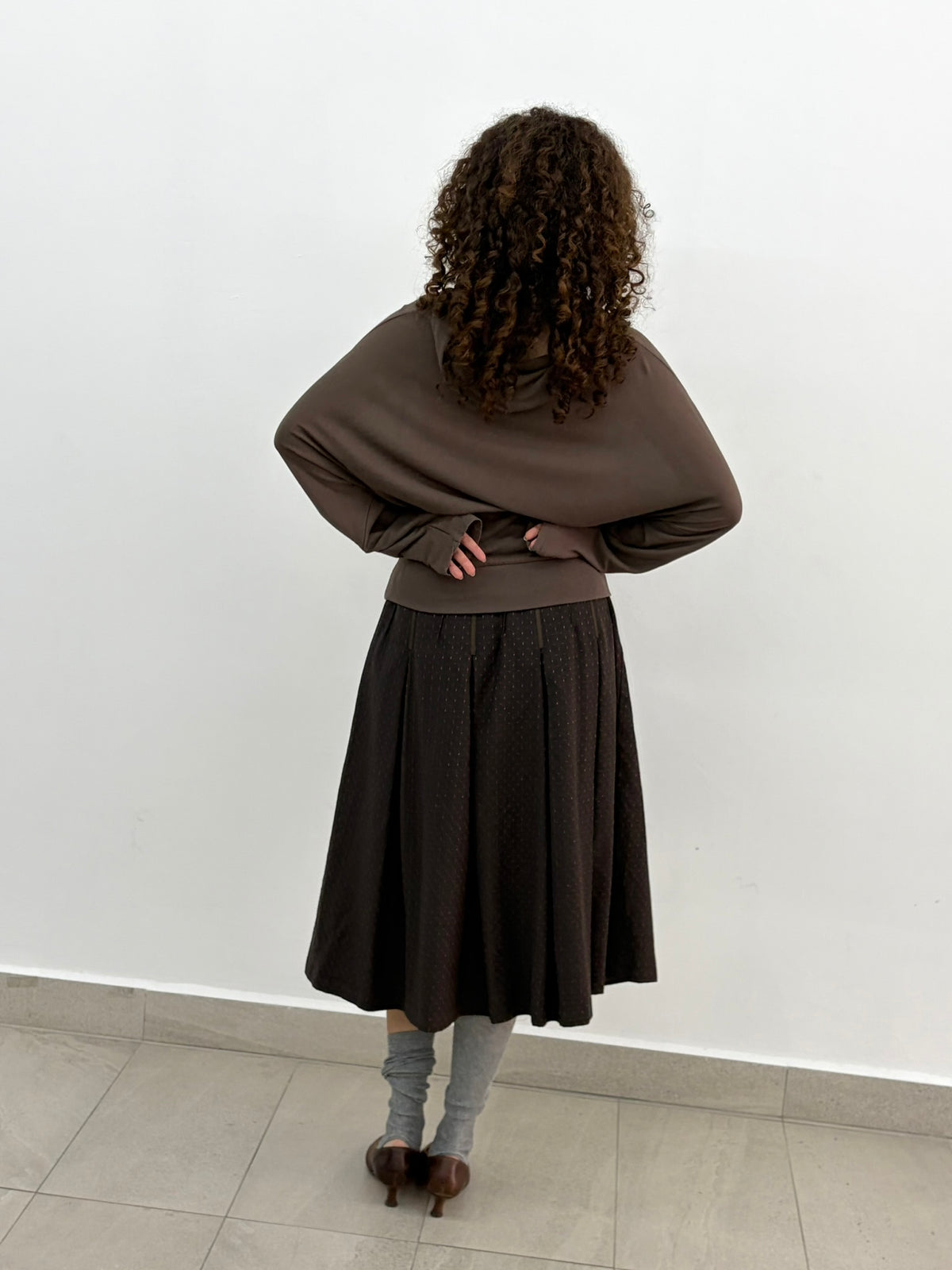 Brown Pleated Skirt