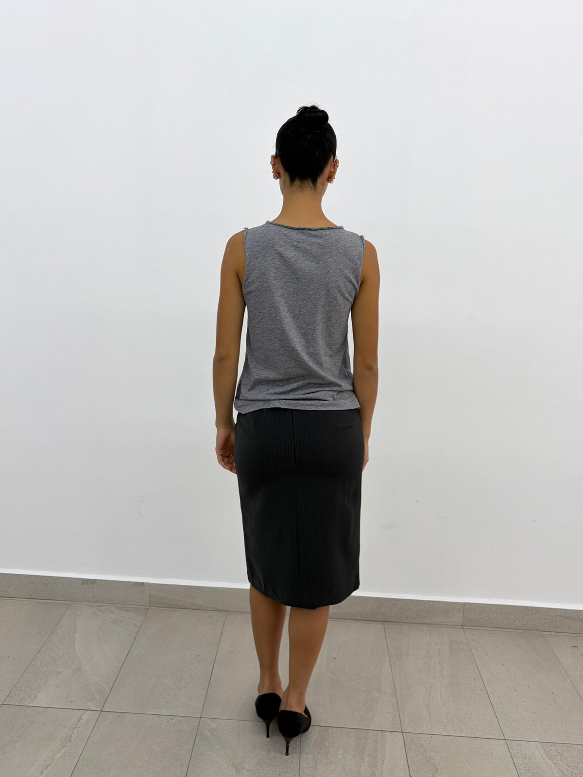Grey Pleats Top