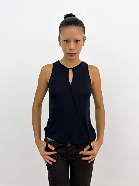 Keyhole Navy Top