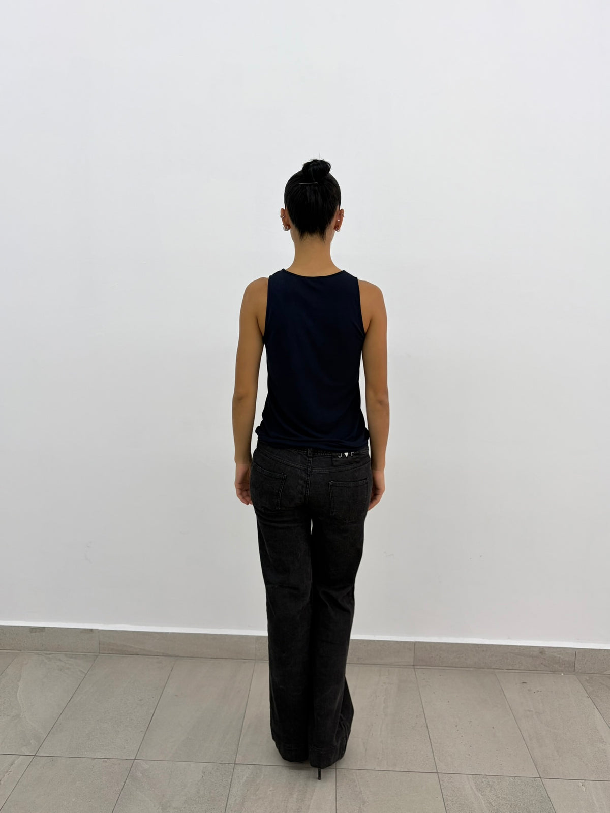 Keyhole Navy Top