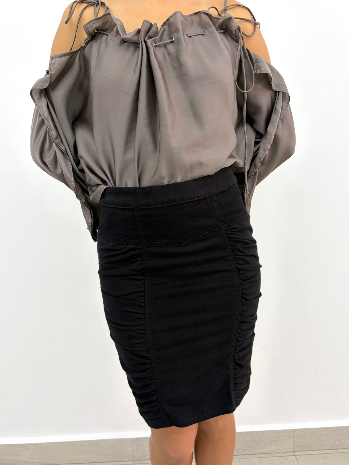 Gathered Black Skirt