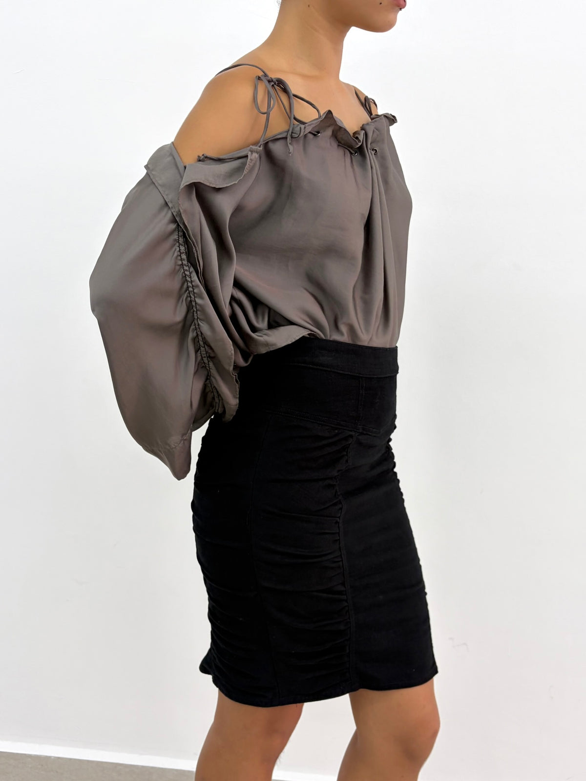 Gathered Black Skirt
