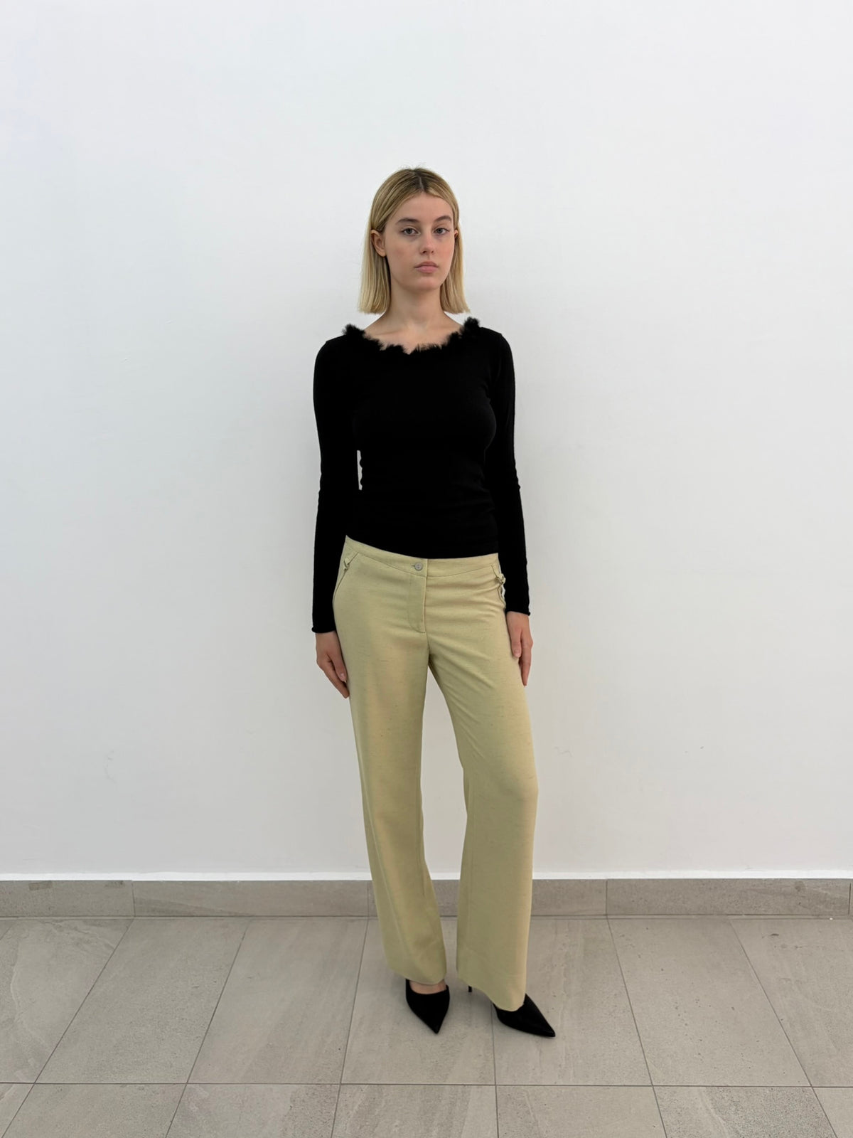 Furry Neckline Top