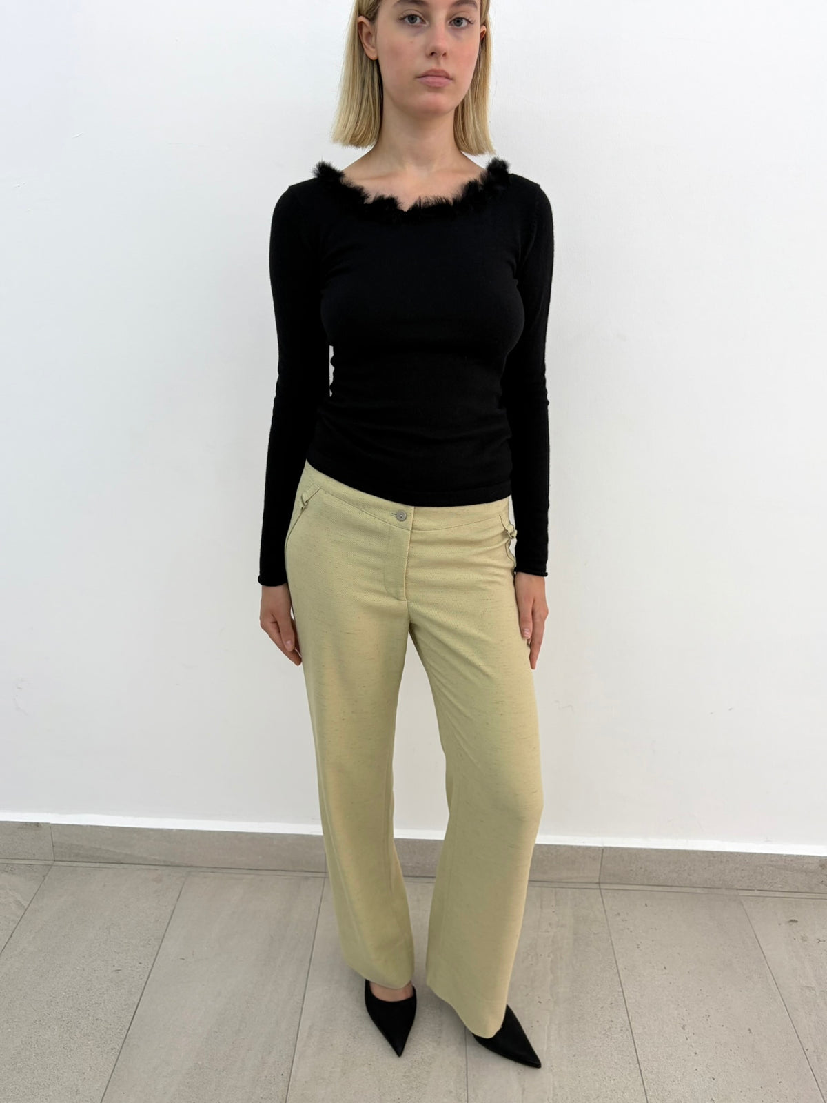 Furry Neckline Top