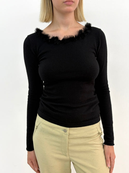 Furry Neckline Top