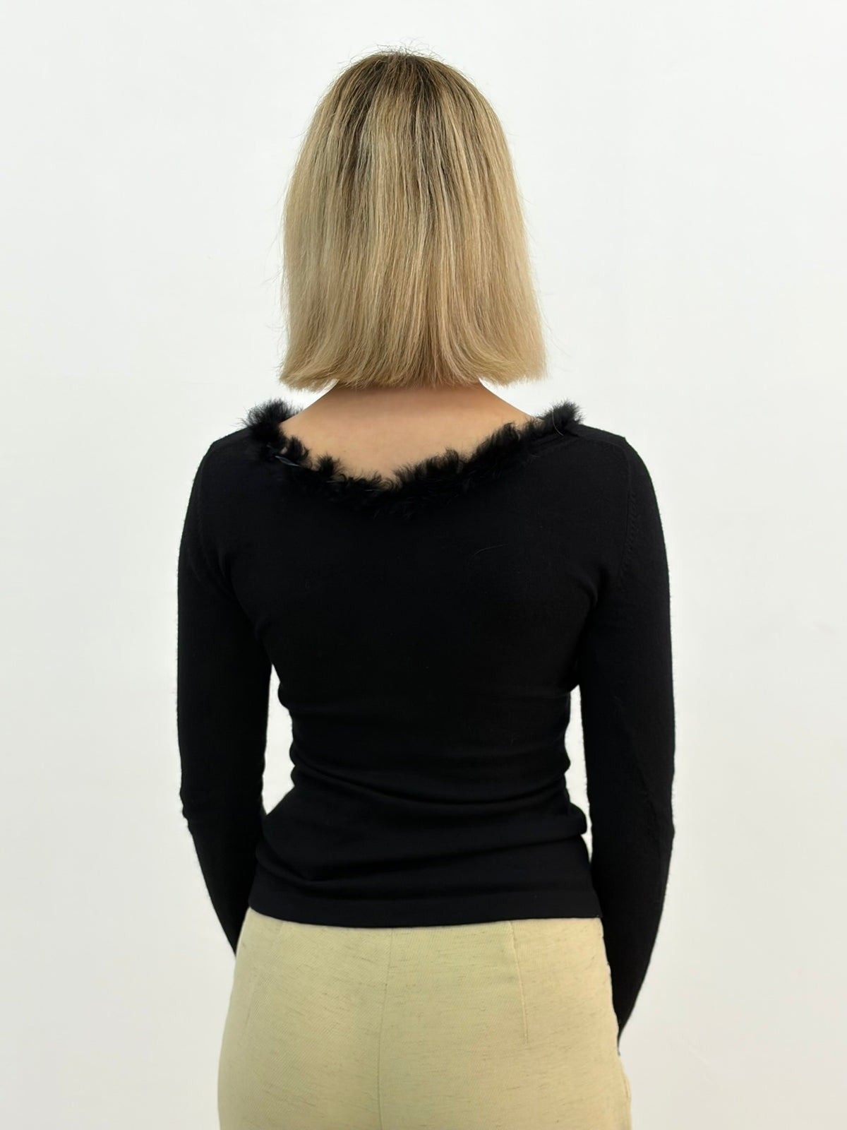 Furry Neckline Top