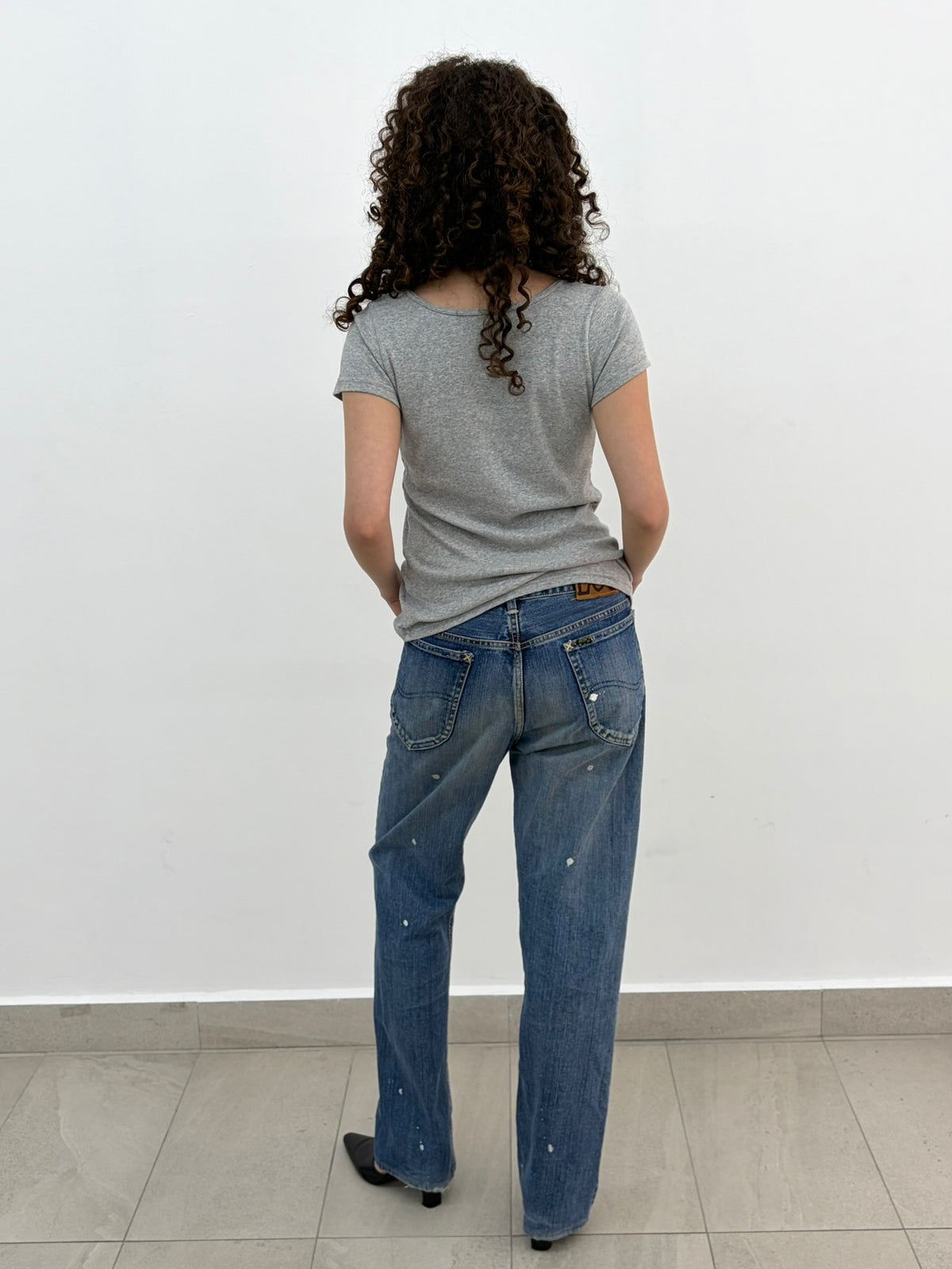 Grey Round Neck Top
