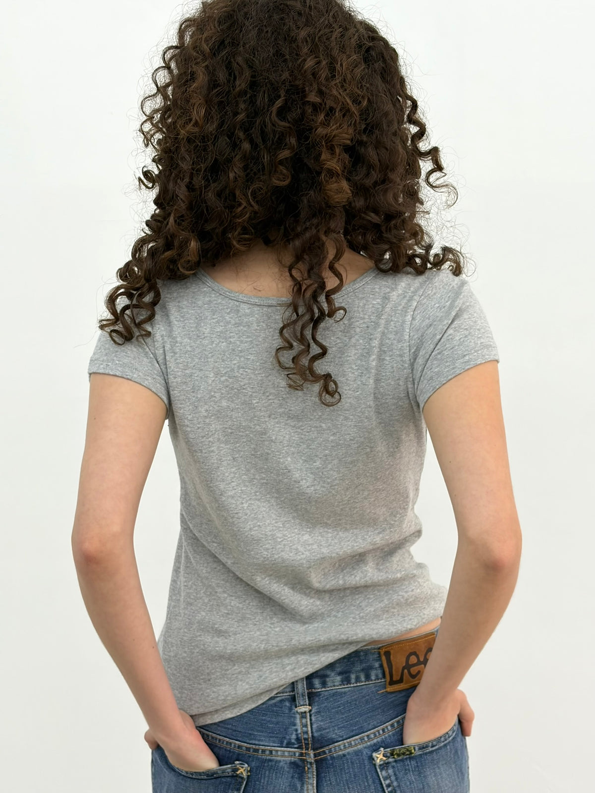 Grey Round Neck Top