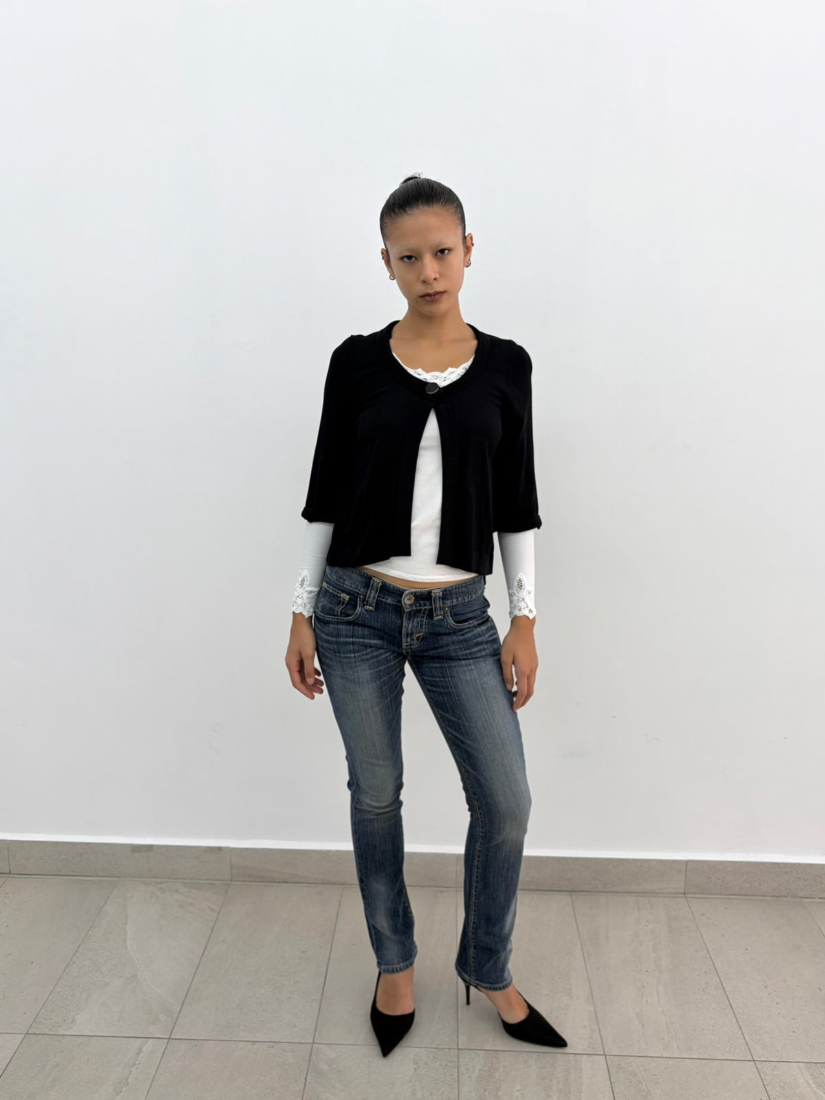 Black Open Front Top
