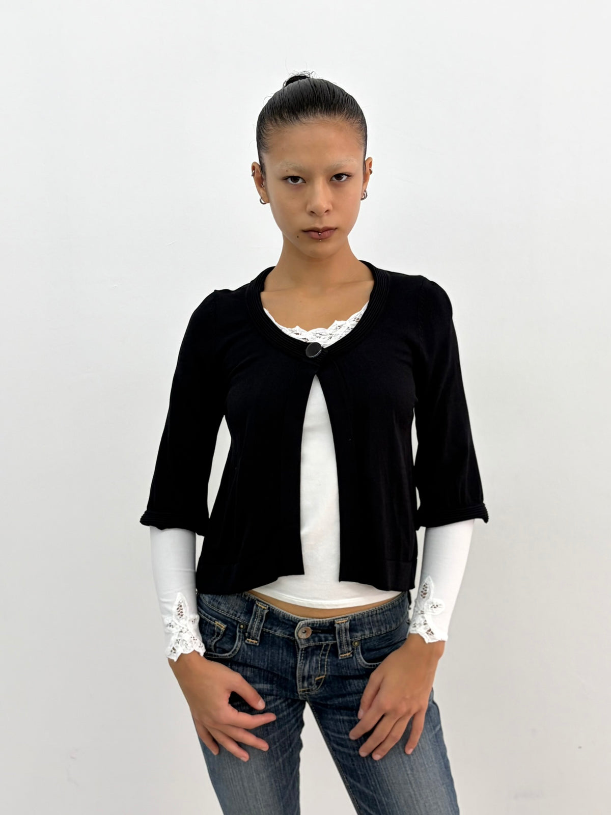 Black Open Front Top