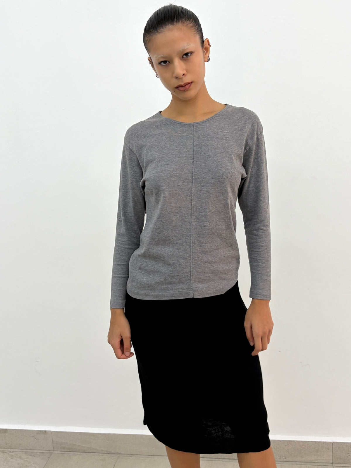 Grey Long Sleeve Top