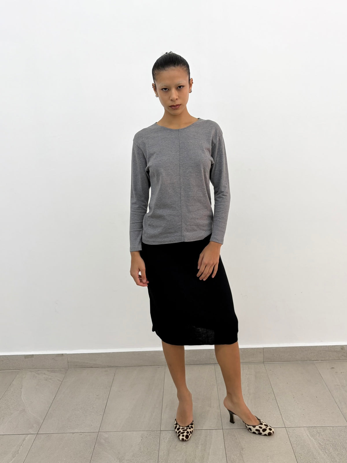 Grey Long Sleeve Top