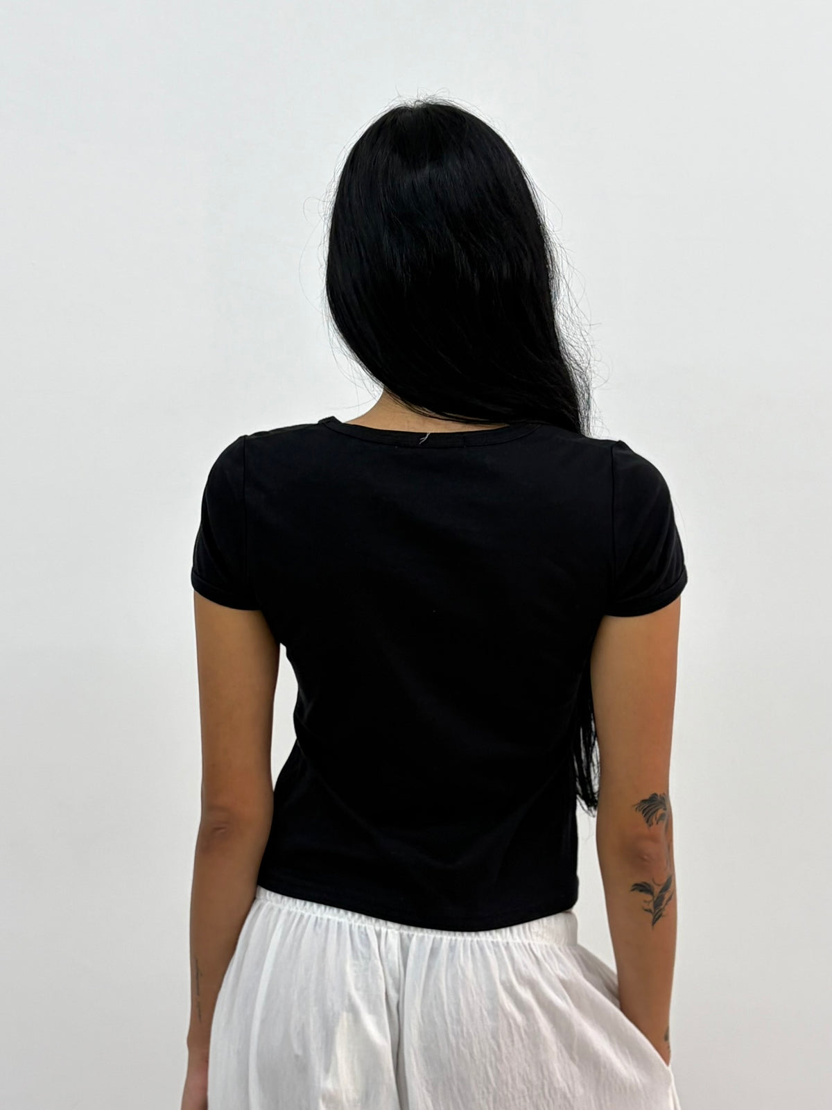 Black Round Neck Top