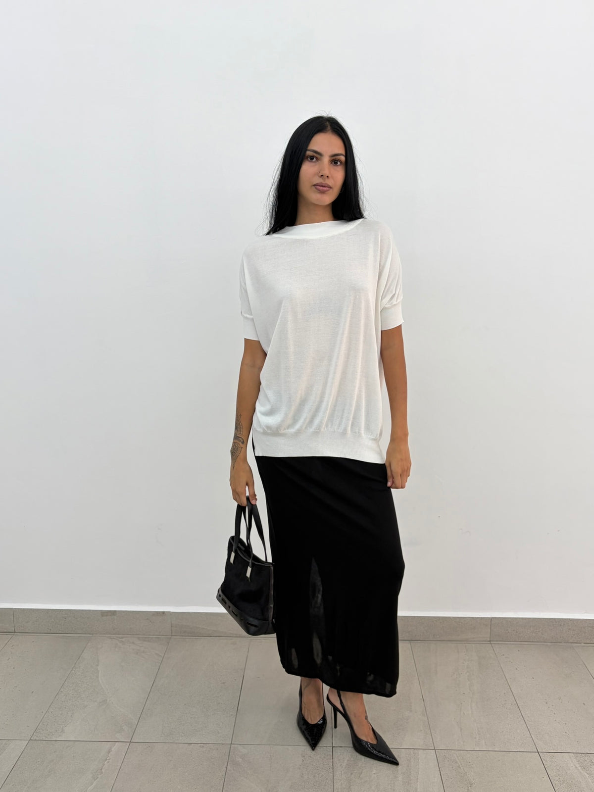 White High Neck Top