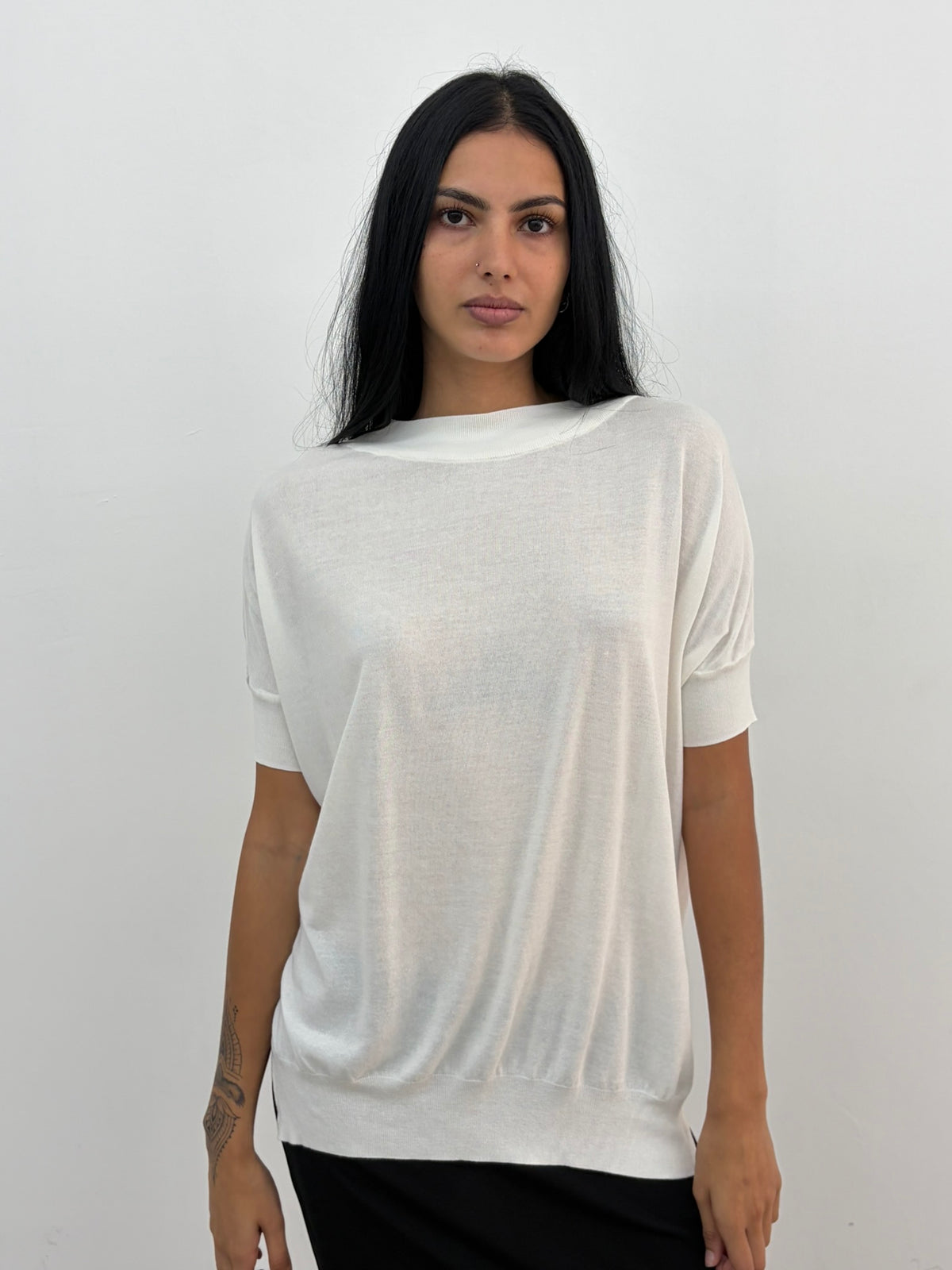 White High Neck Top