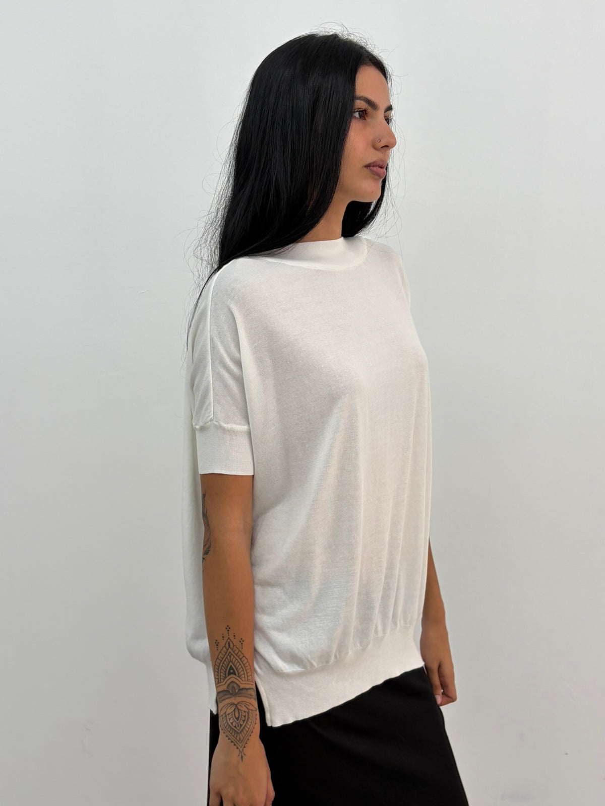 White High Neck Top