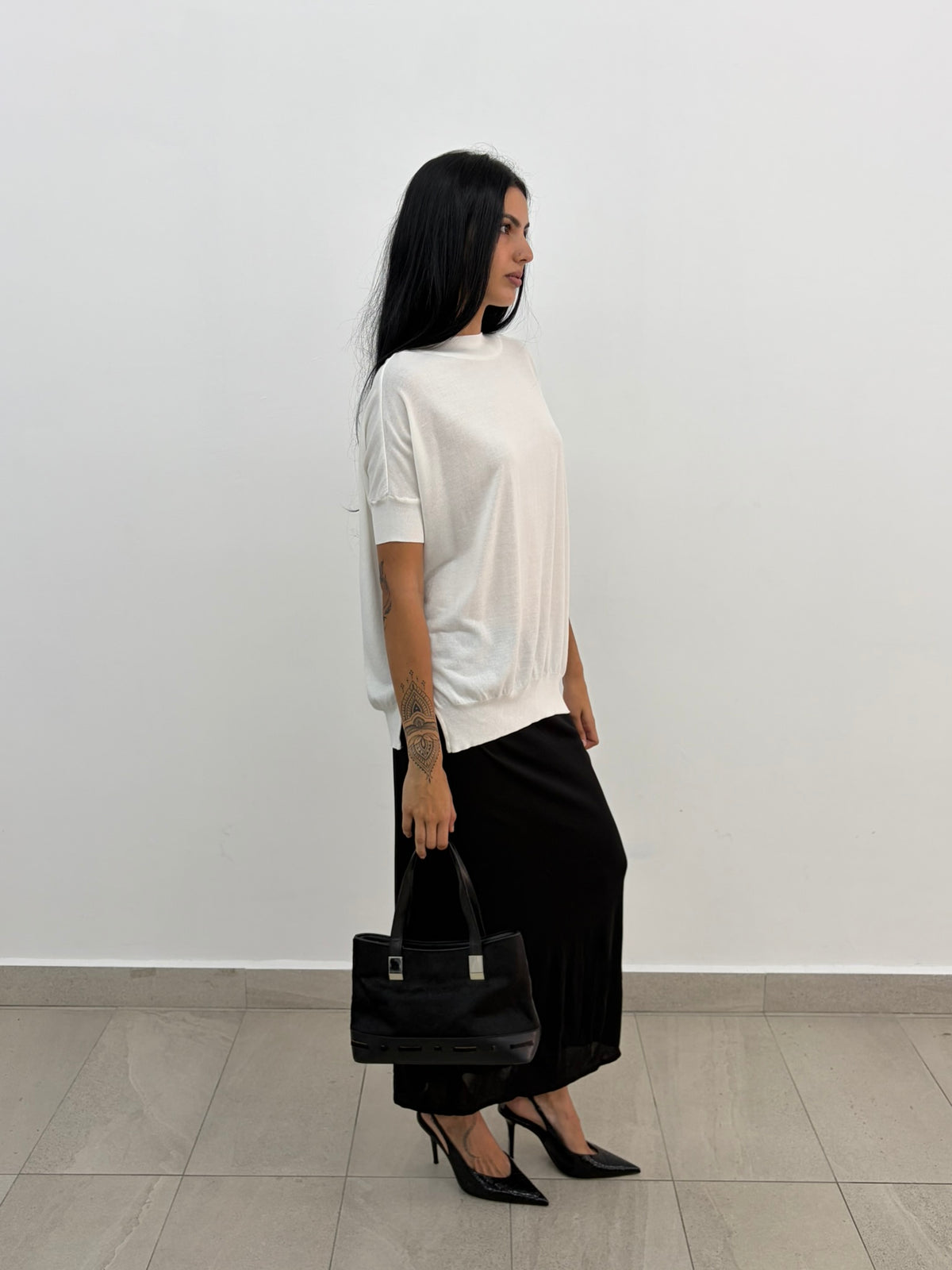 White High Neck Top