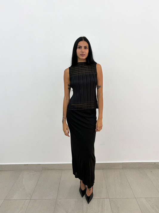 Pleats High Neck Top