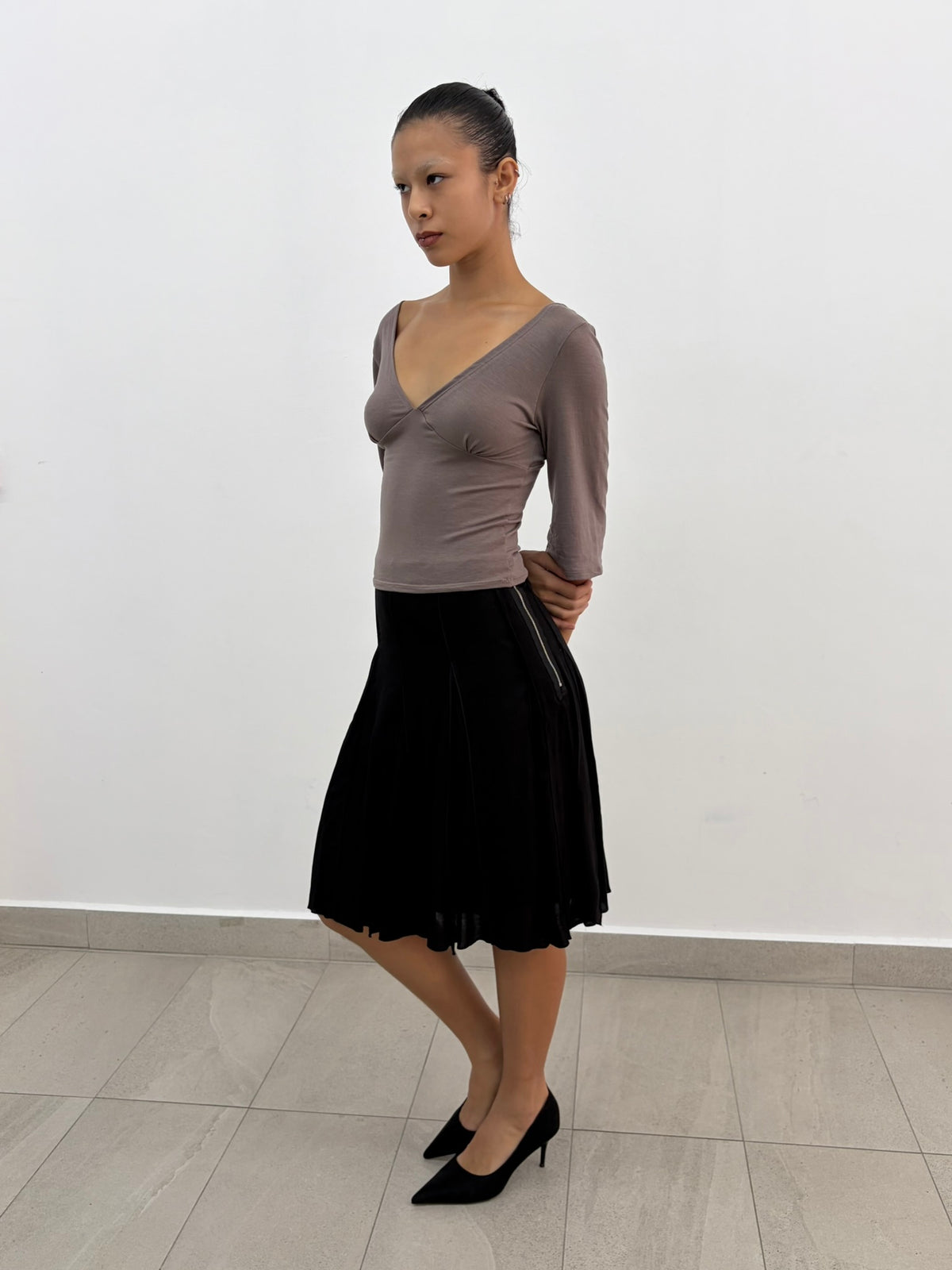 Pleats Black Skirt
